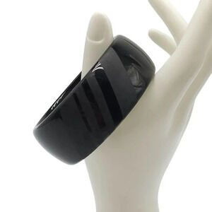 Givenchy Black Lucite Geometric Matte Pattern Bangle Bracelet Vintage